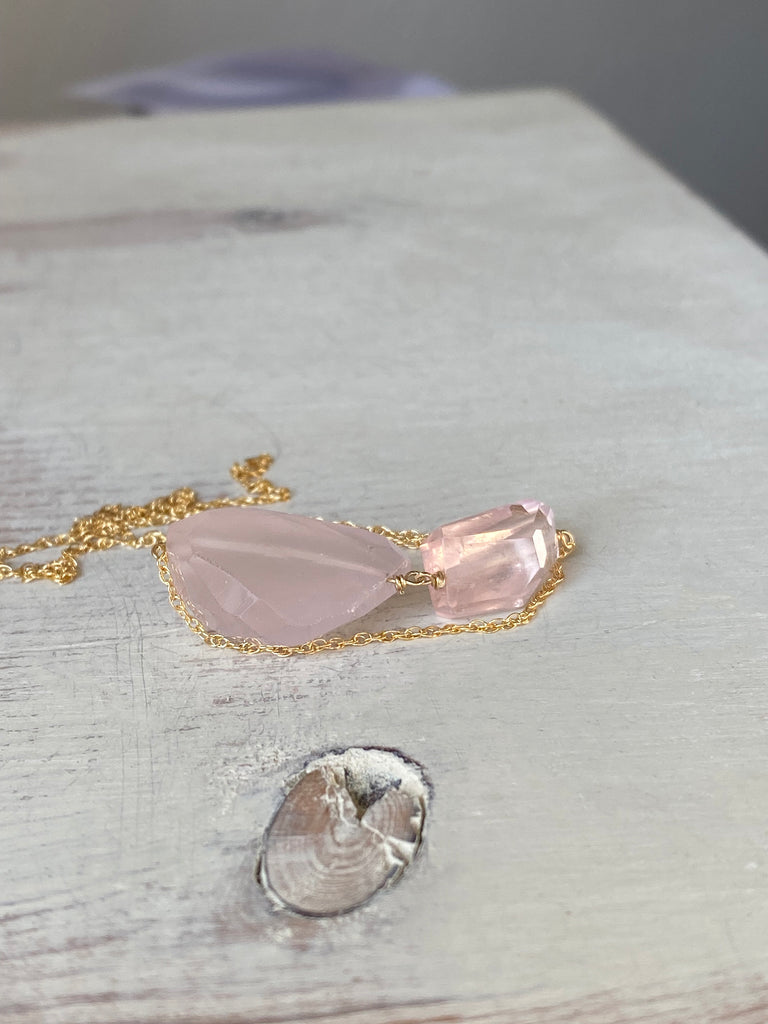 Rose Quartz Collage Necklace