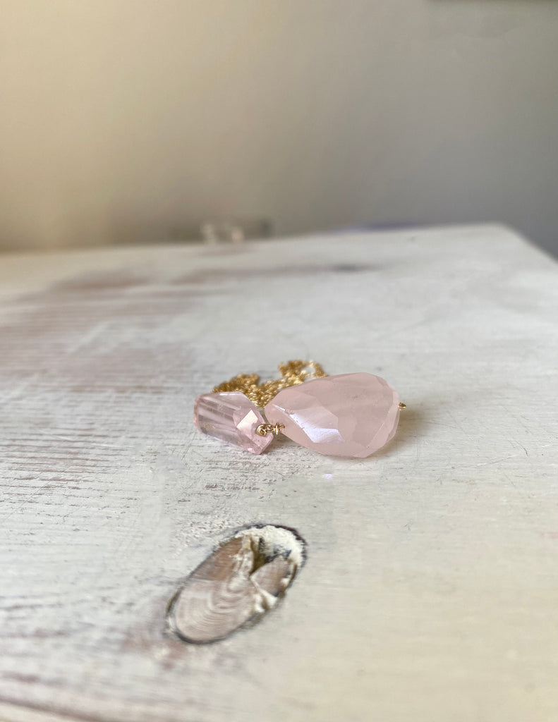 Rose Quartz Collage Necklace