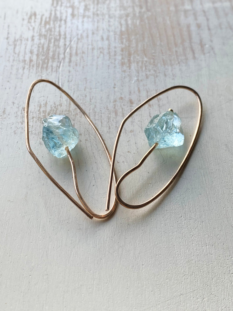 Aquamarine Stem Hoops