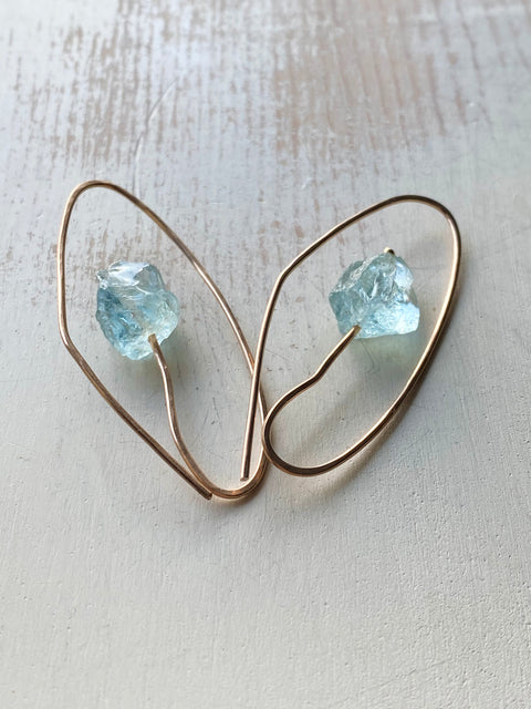 Aquamarine Stem Hoops