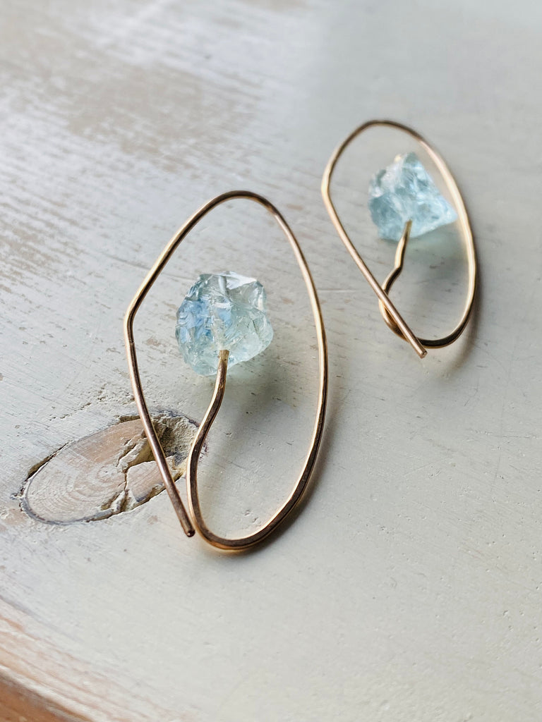 Aquamarine Stem Hoops
