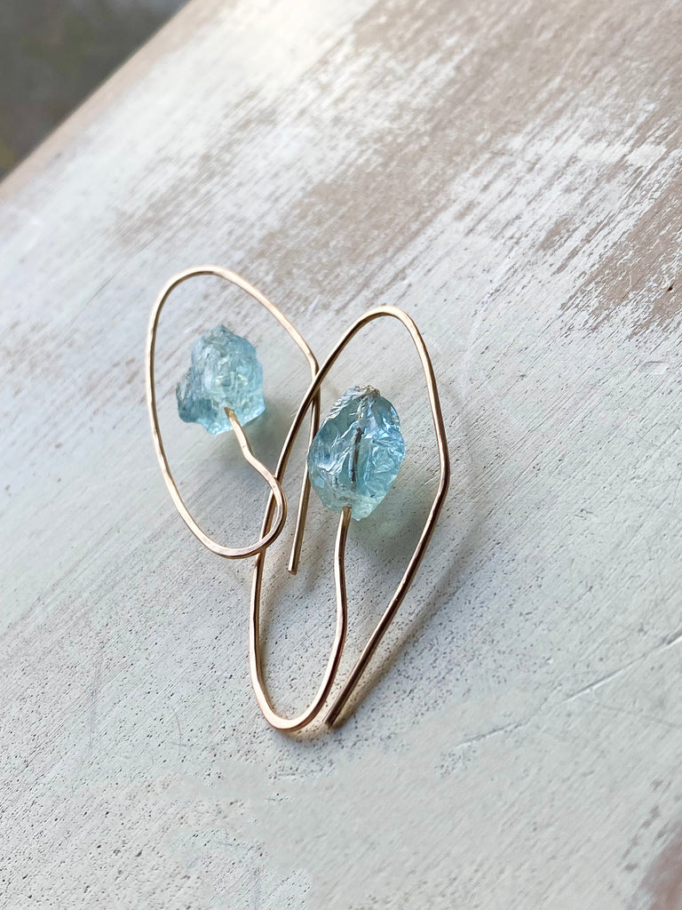 Aquamarine Stem Hoops