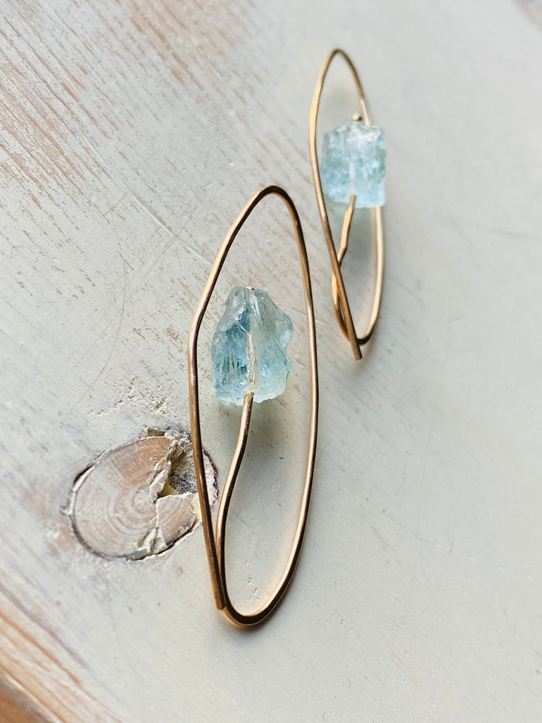 Aquamarine Stem Hoops