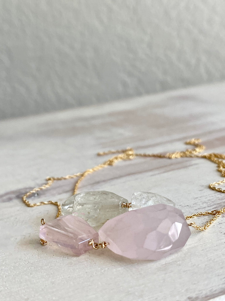 Rose Quartz Collage Necklace
