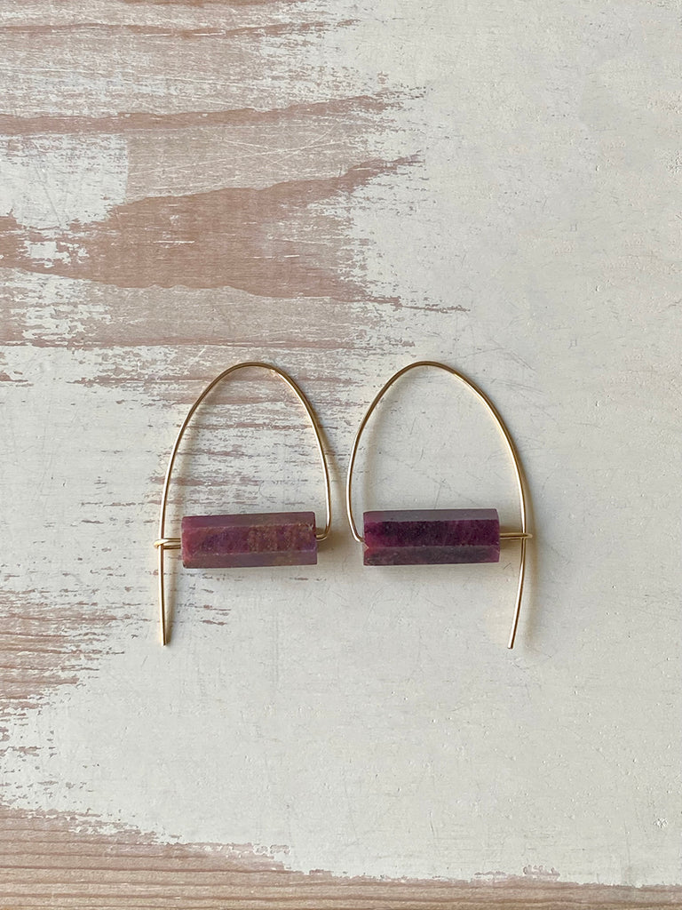 Ruby Arc Bar Hoop Earring