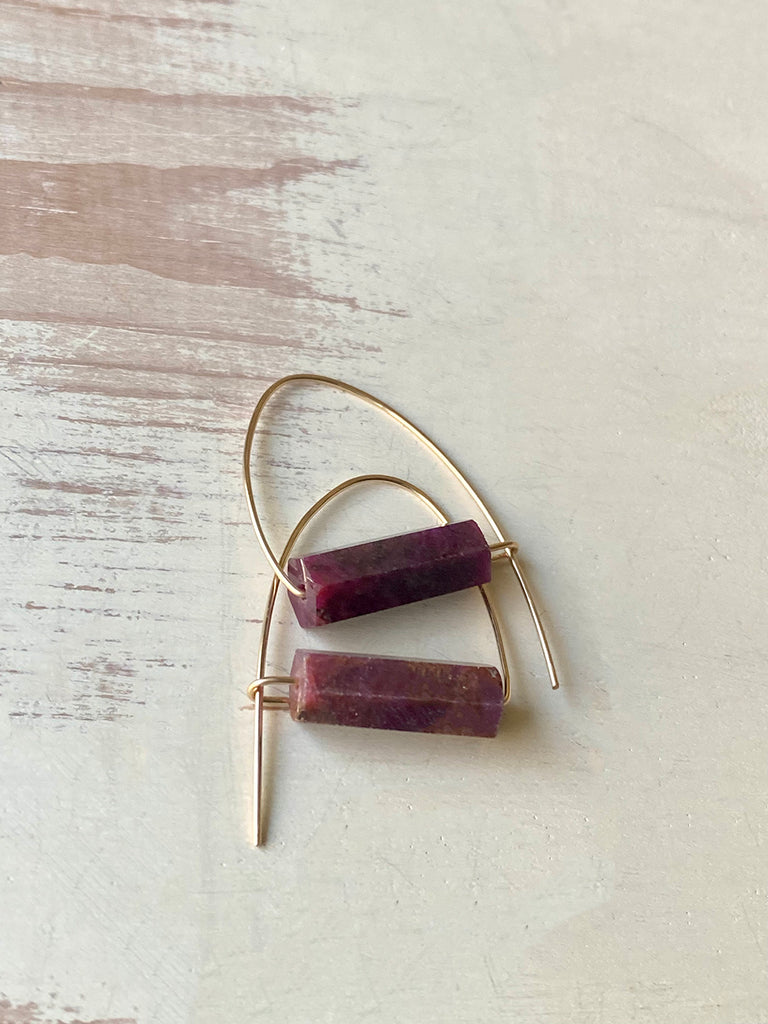 Ruby Arc Bar Hoop Earring