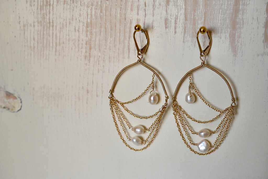 Pearly Lace Drape Earrings