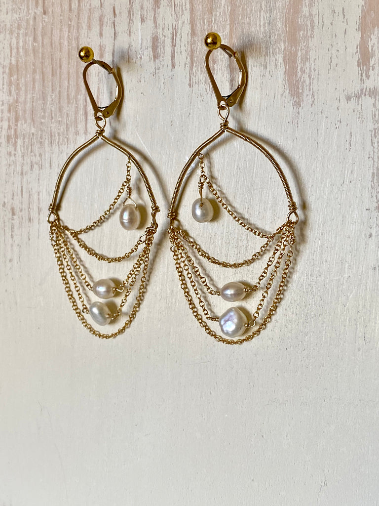 Pearly Lace Drape Earrings