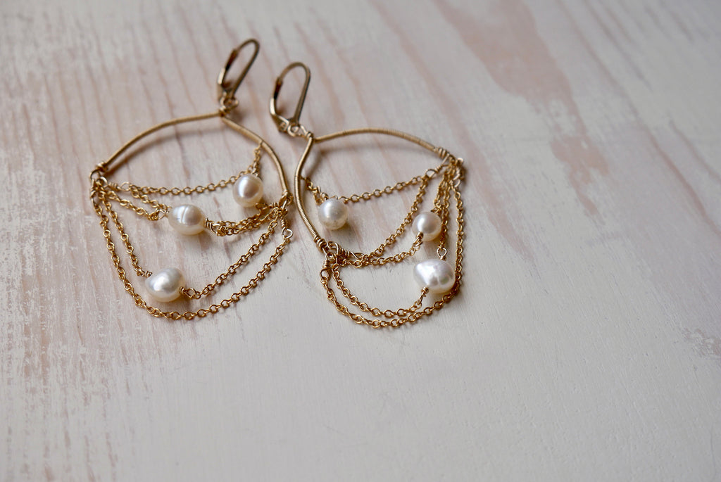 Pearly Lace Drape Earrings