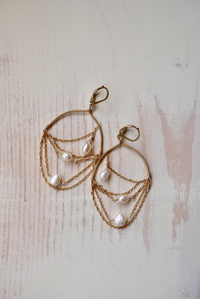 Pearly Lace Drape Earrings