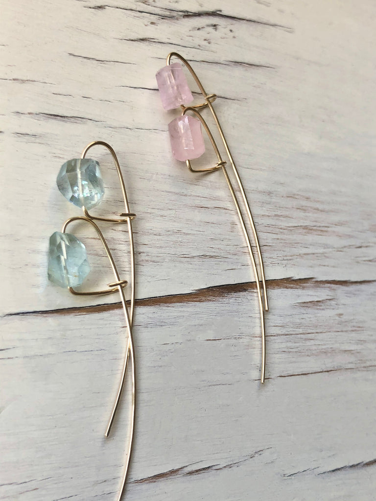 Aquamarine Arc Earring Morganite Earring