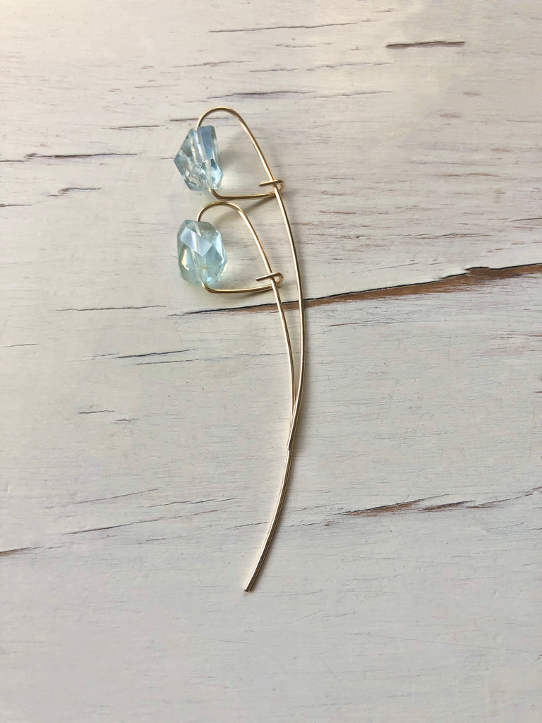 Aquamarine Arc Earring Morganite Earring