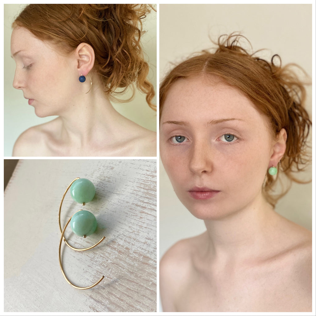 Chrysoprase Drop Hoops