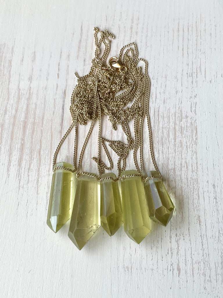 Lemon Quartz Point Pendant Necklace
