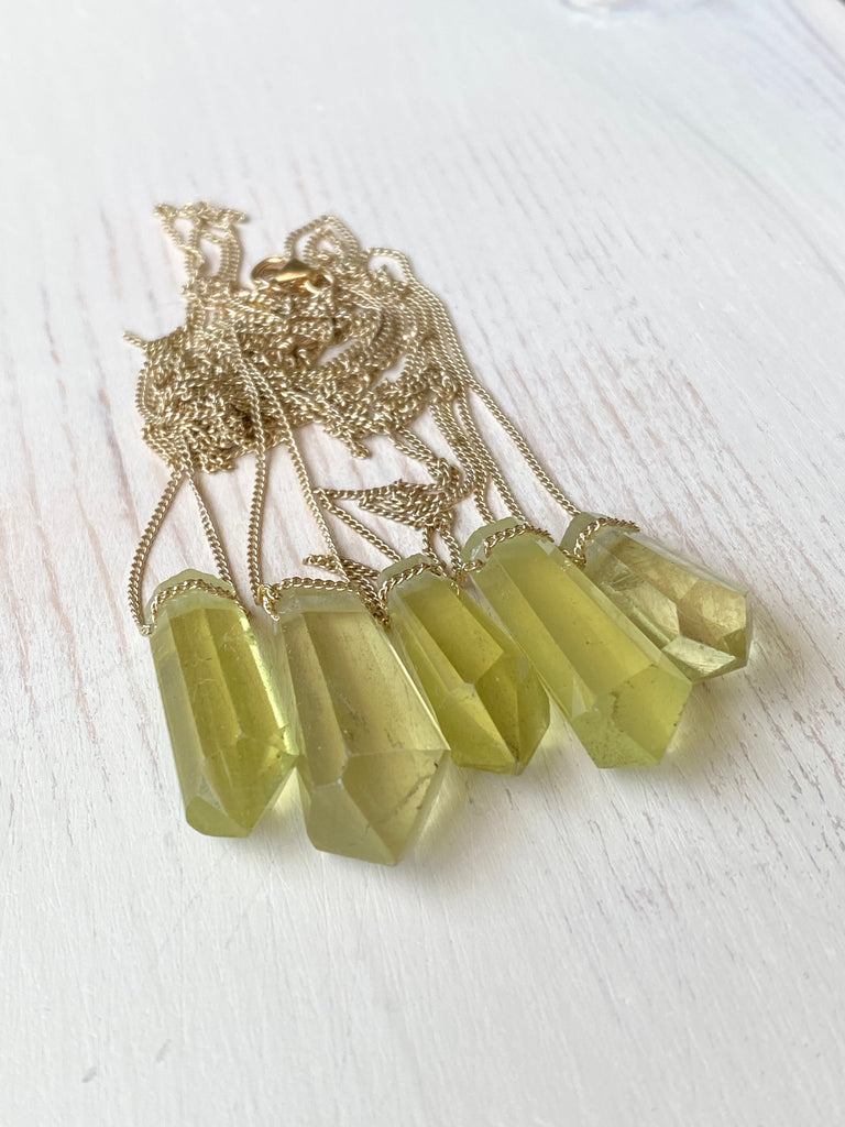 Lemon Quartz Point Pendant Necklace