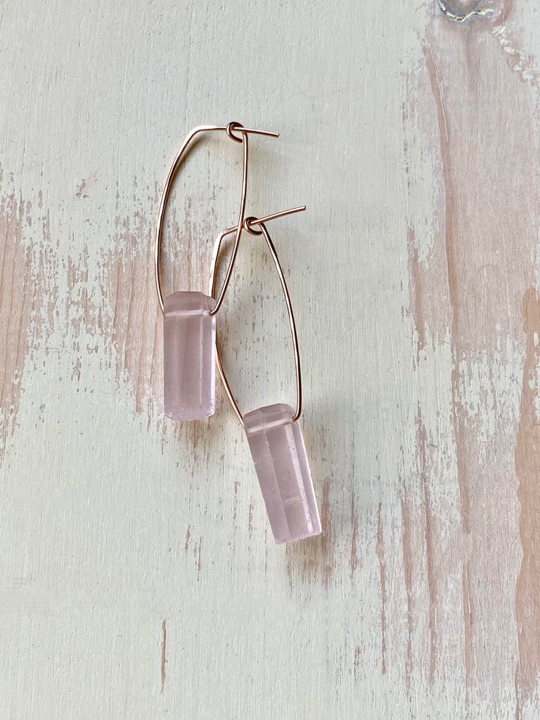 Rose Quartz Oblong Hoop