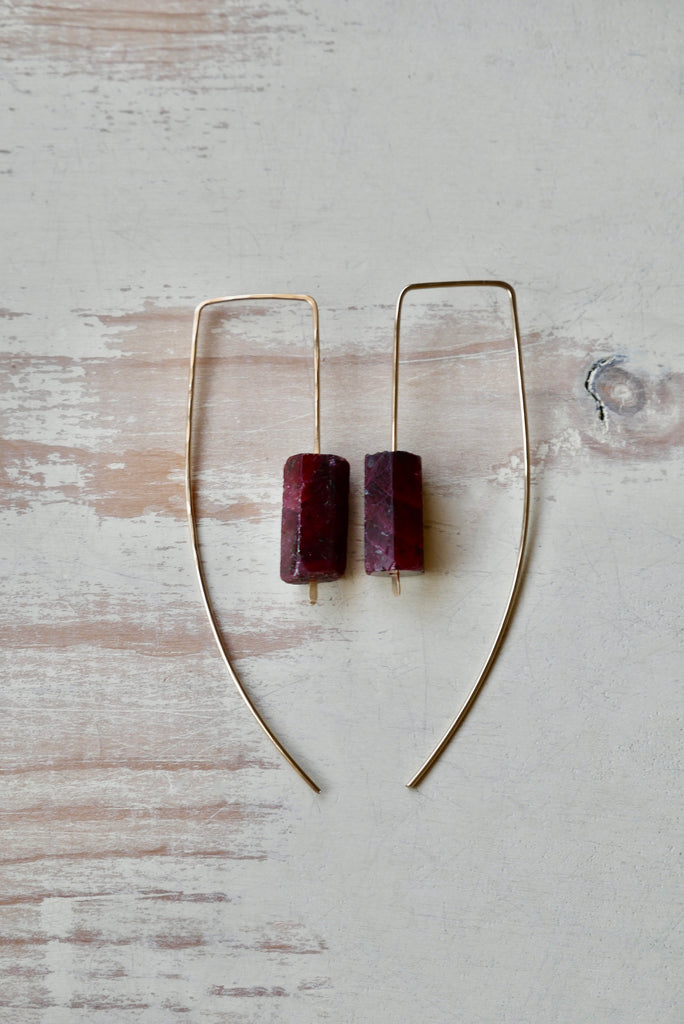 Ruby Bar Earring
