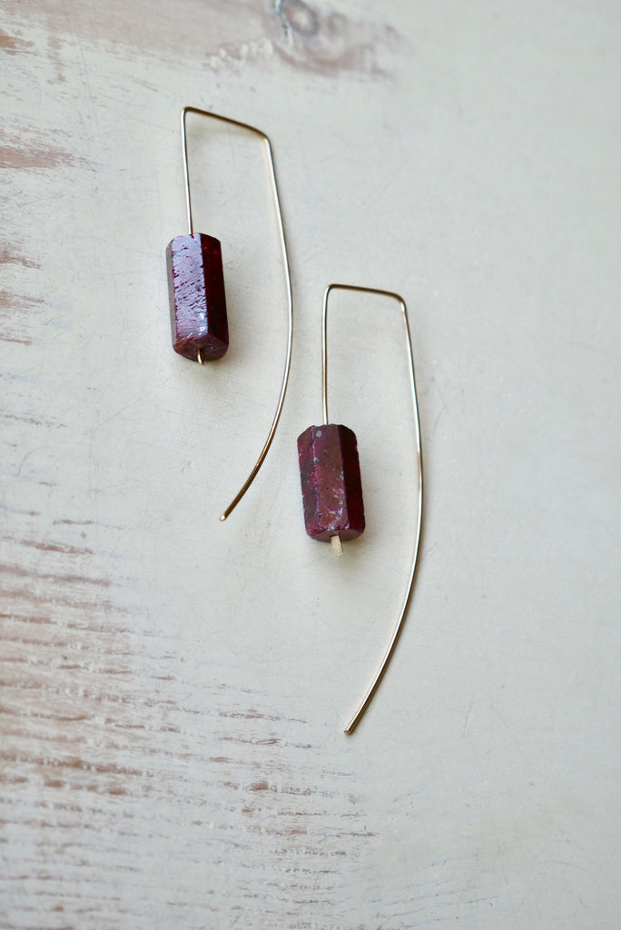 Ruby Bar Earring