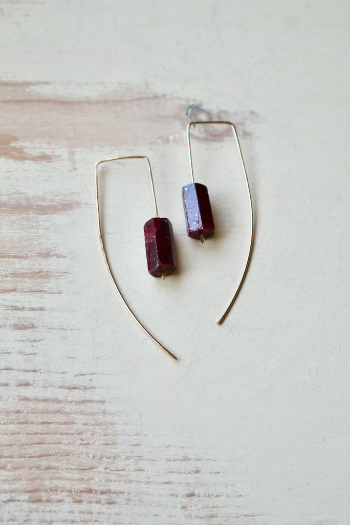 Ruby Bar Earring