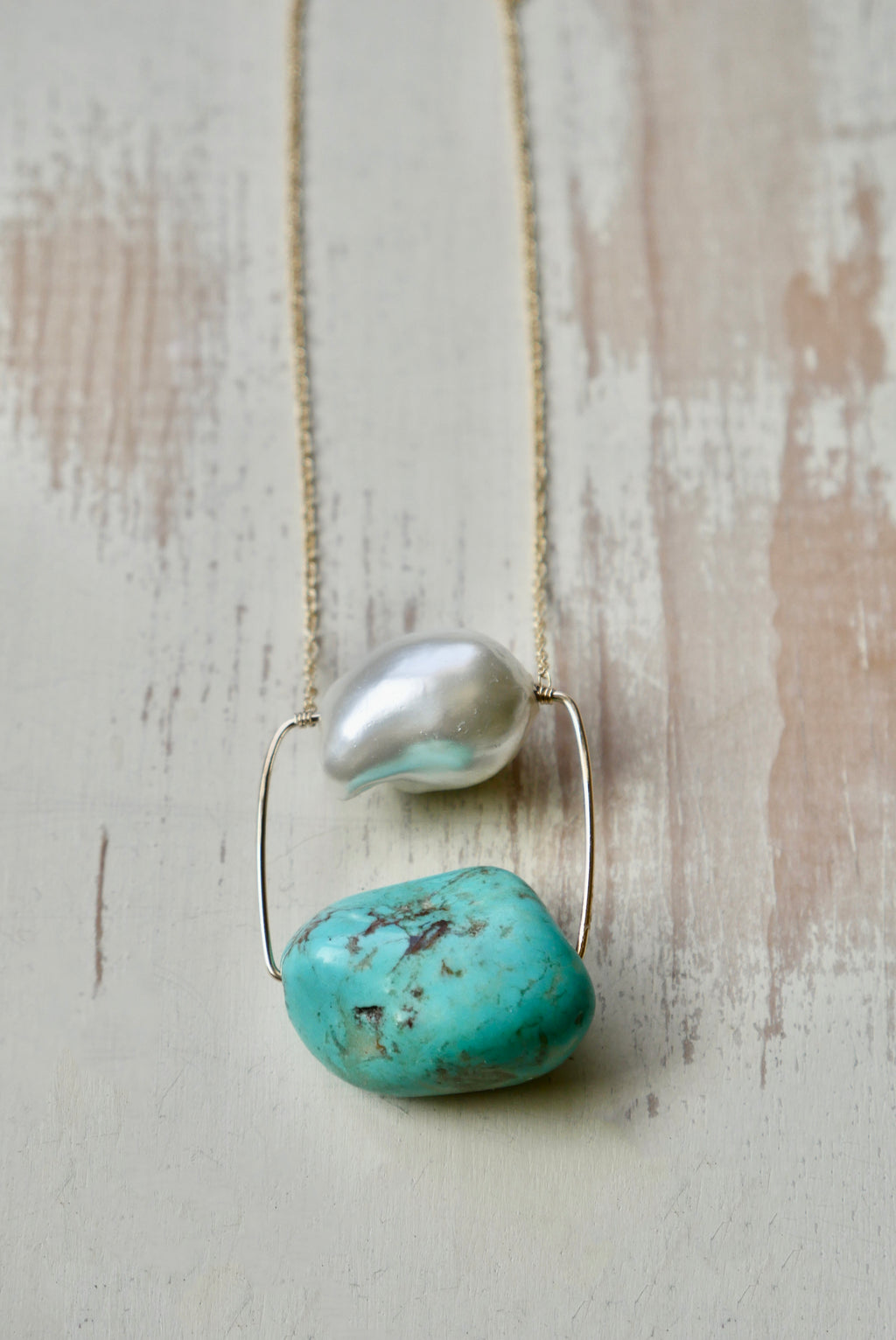 Turquoise Pearl Pendant Necklace