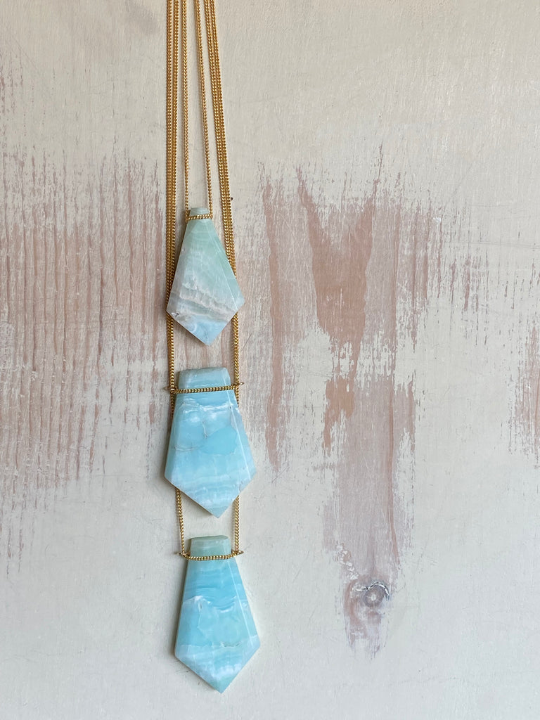Caribbean Blue Calcite Pendant Necklace