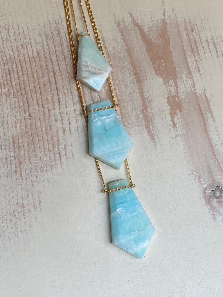 Caribbean Blue Calcite Pendant Necklace