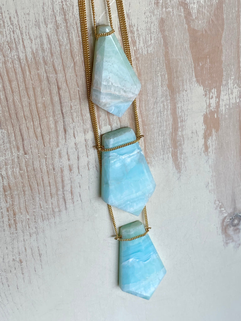 Caribbean Blue Calcite Pendant Necklace