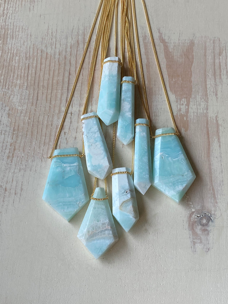 Caribbean Blue Calcite Pendant Necklace