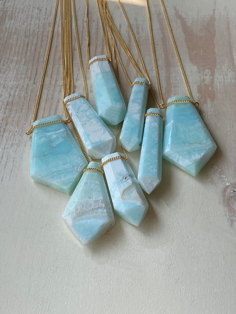 Caribbean Blue Calcite Pendant Necklace