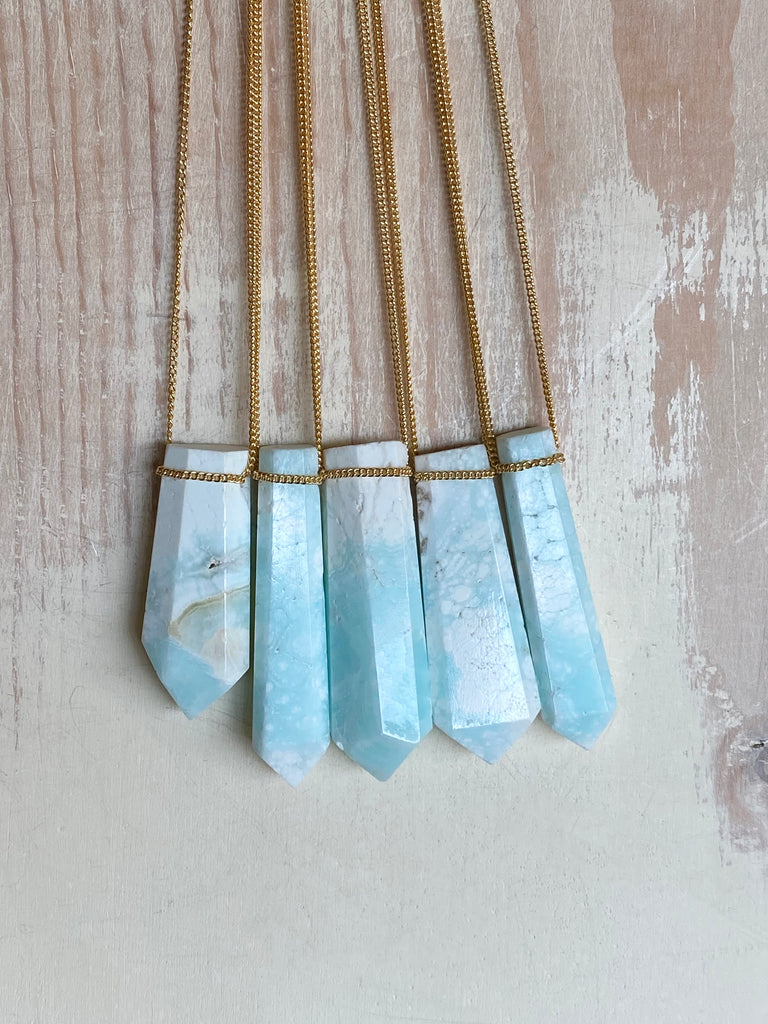 Caribbean Blue Calcite Pendant Necklace