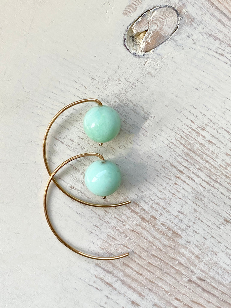 Chrysoprase Drop Hoops