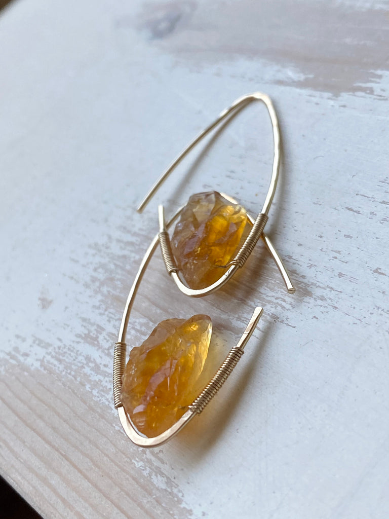 Citrine Raw Arc Hoop