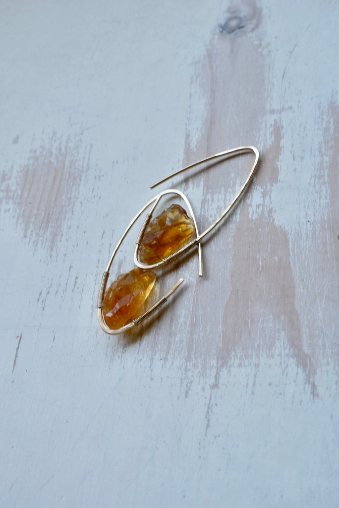 Citrine Raw Arc Hoop