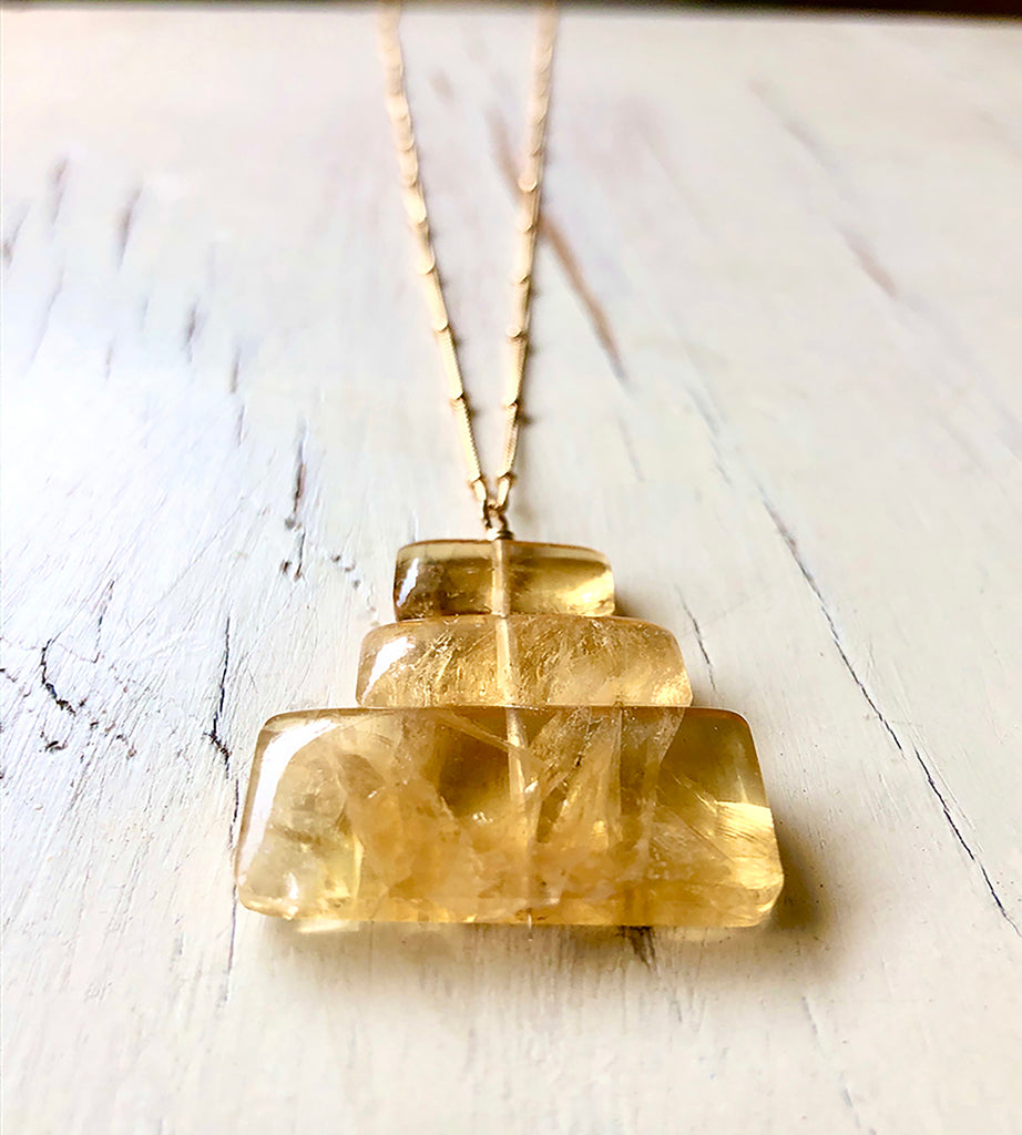Citrine Contemporary Slab Necklace