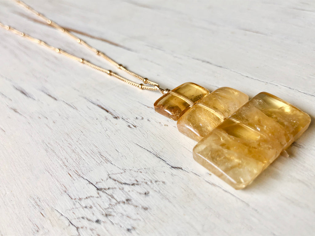 Citrine Contemporary Slab Necklace
