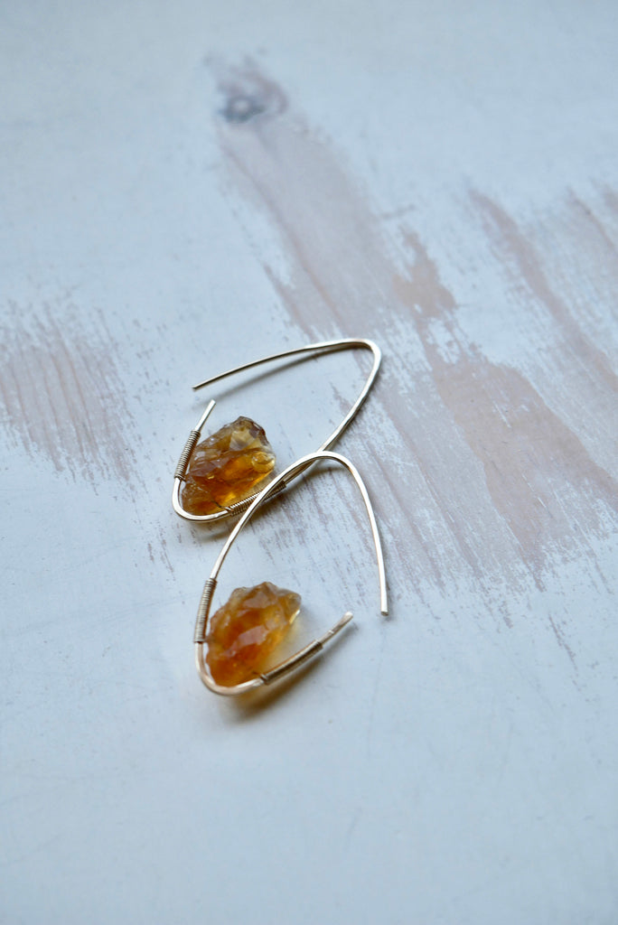 Citrine Raw Arc Hoop