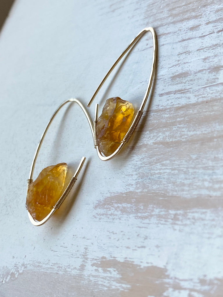 Citrine Raw Arc Hoop