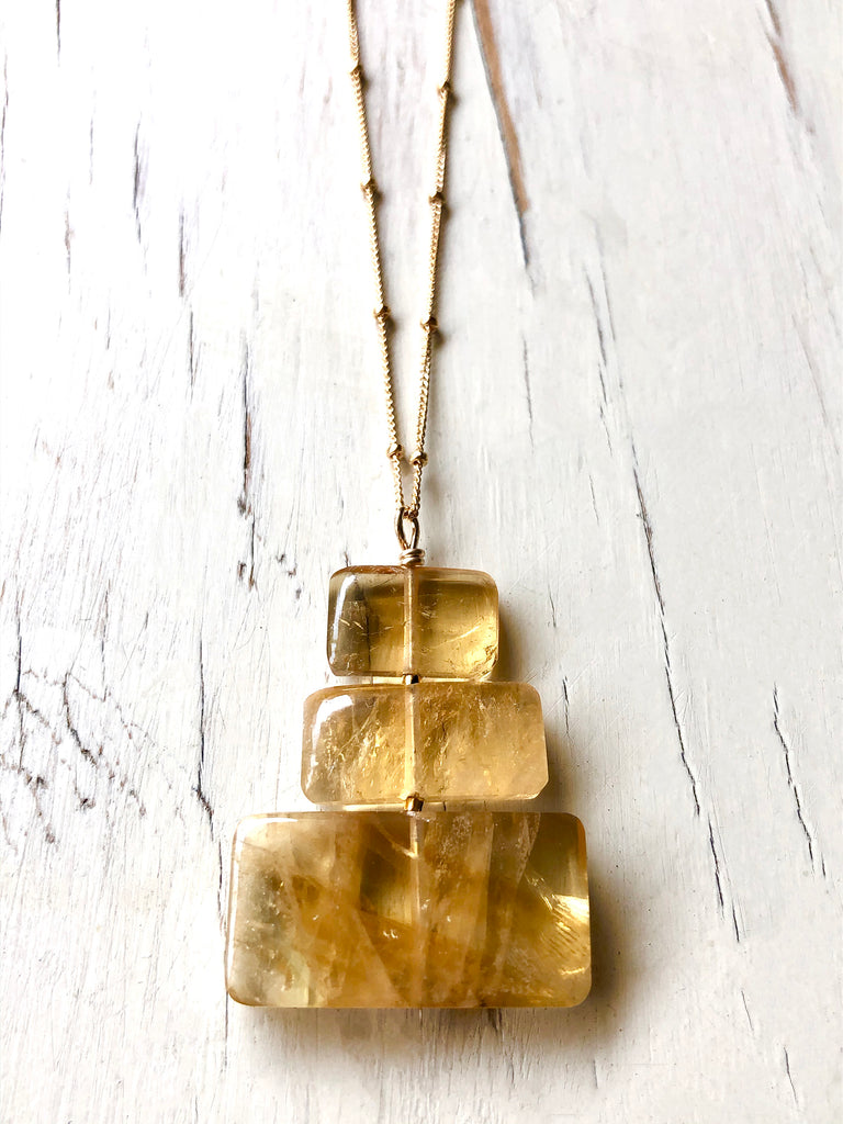 Citrine Contemporary Slab Necklace