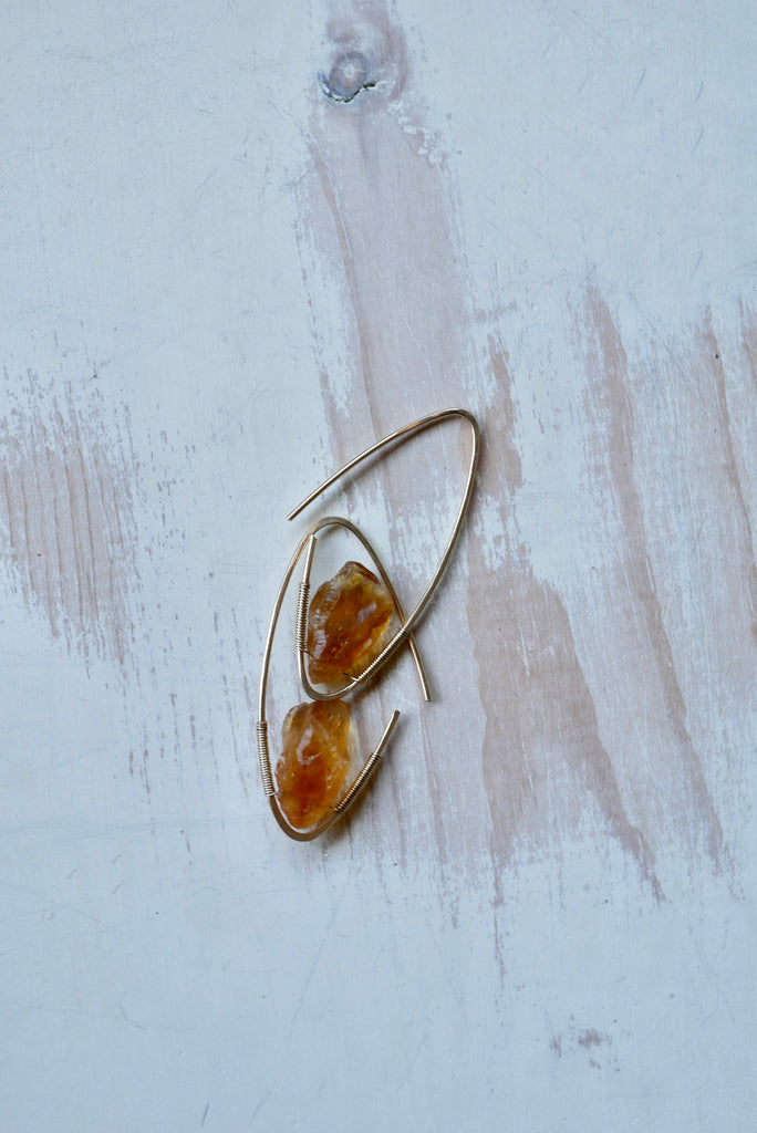 Citrine Raw Arc Hoop