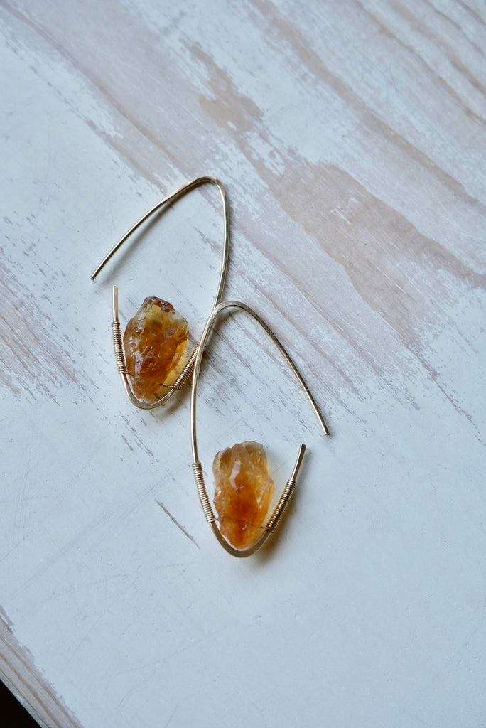 Citrine Raw Arc Hoop