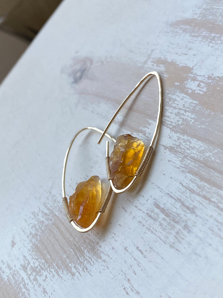 Citrine Raw Arc Hoop