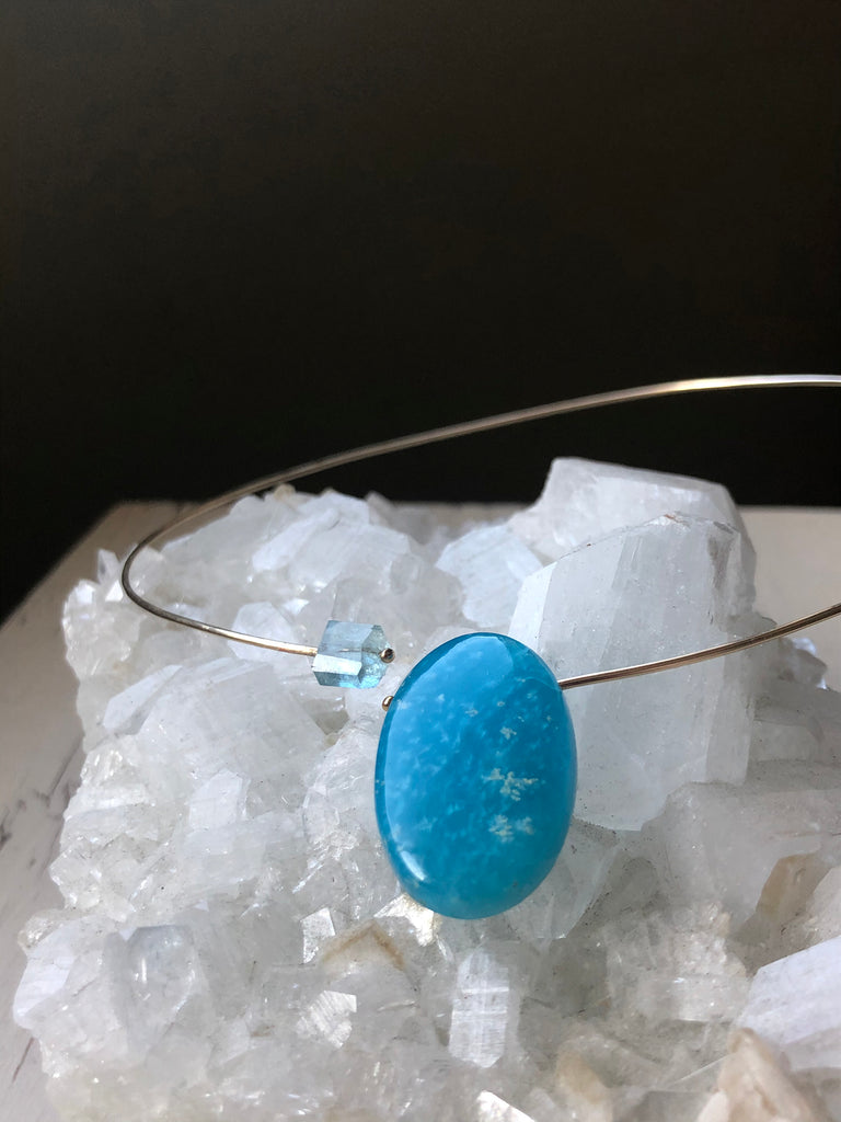 Hemimorphite Aquamarine Pendant Choker