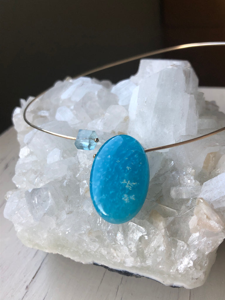 Hemimorphite Aquamarine Pendant Choker