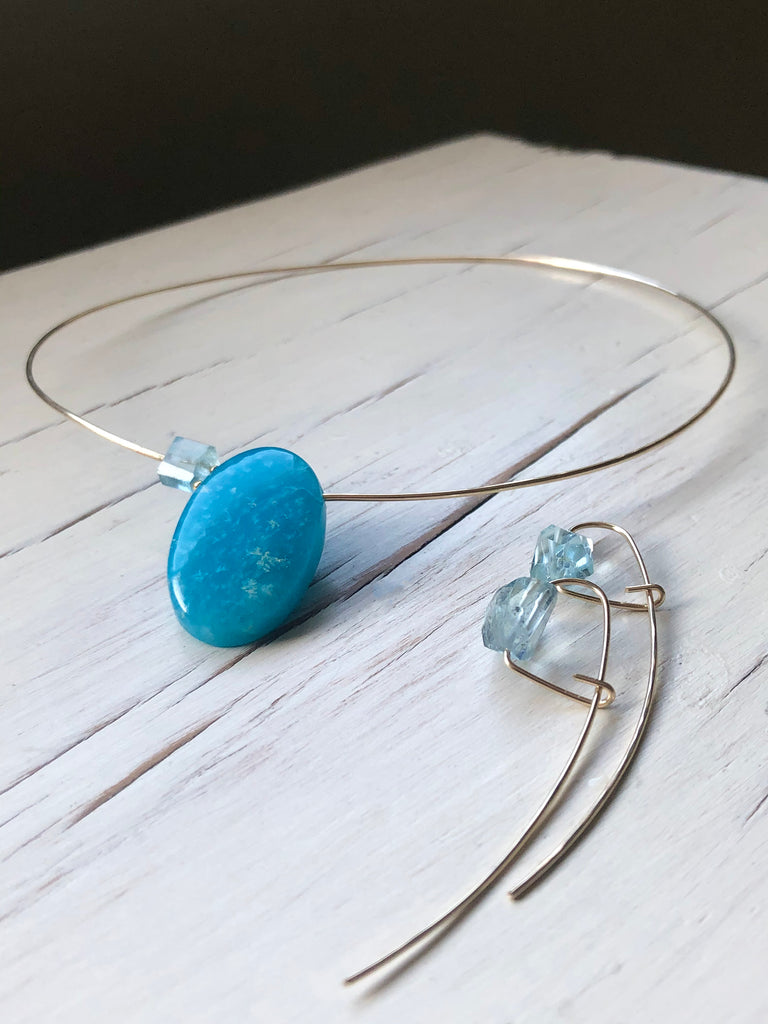 Hemimorphite Aquamarine Pendant Choker