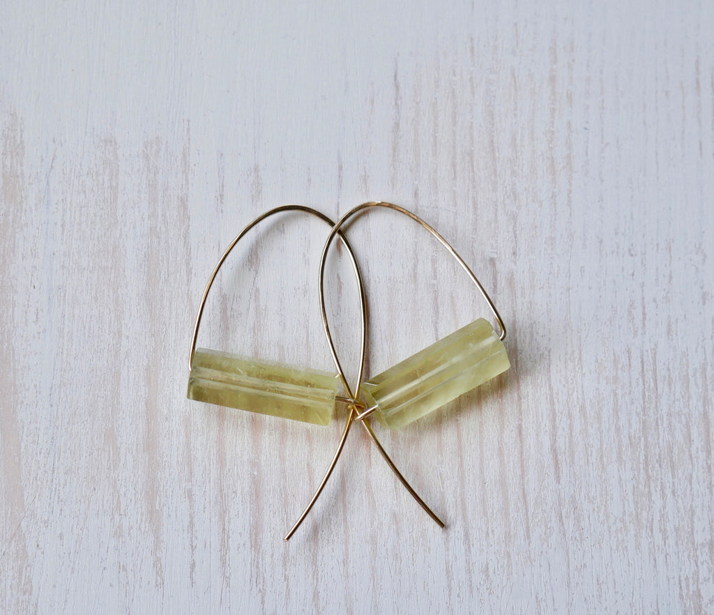 Lemon Quartz Arc Hoop