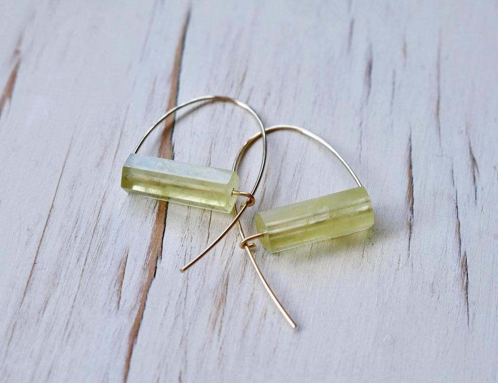 Lemon Quartz Arc Hoop