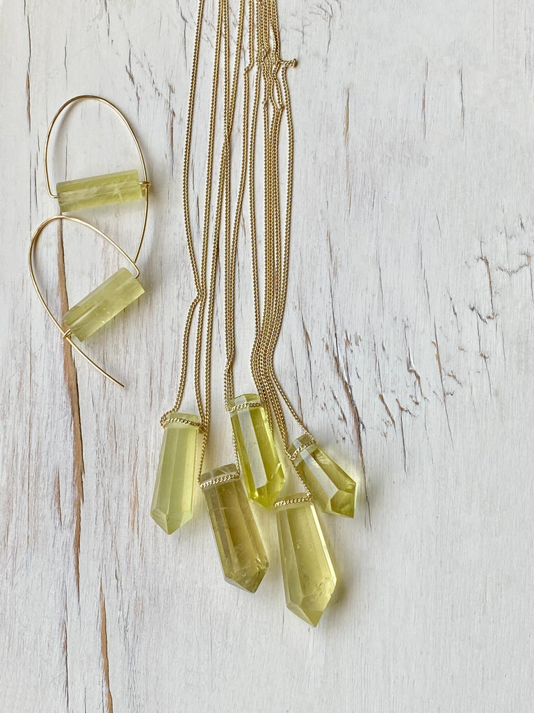 Lemon Quartz Arc Hoop