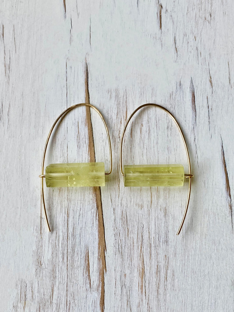 Lemon Quartz Arc Hoop