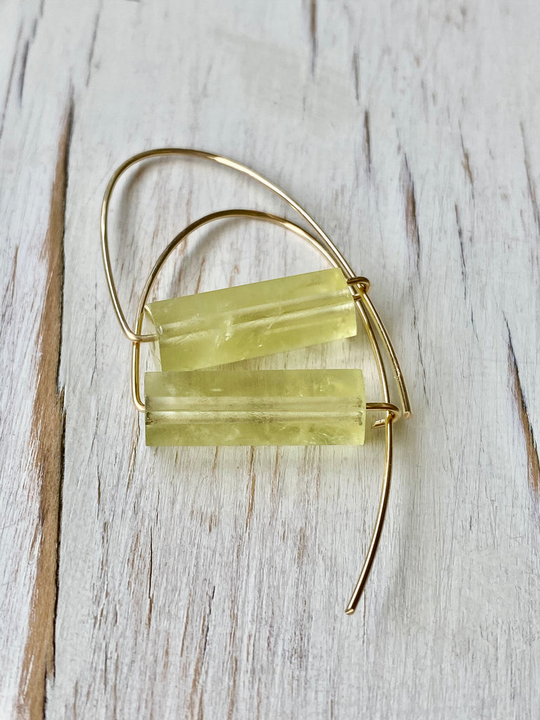Lemon Quartz Arc Hoop