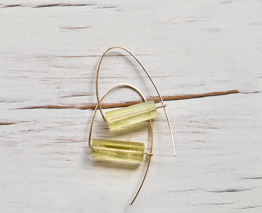 Lemon Quartz Arc Hoop